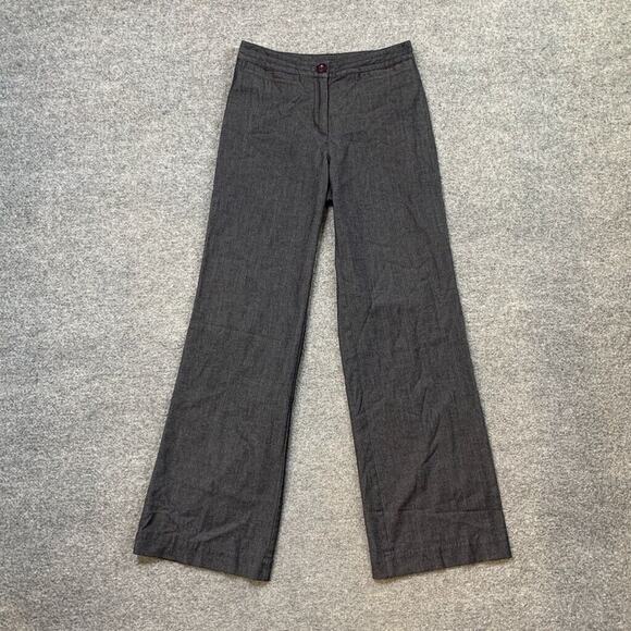 J Jill Pants Womens 2 Gray Linen Blend Stretch Wide Leg Welt Pockets Trousers - Picture 2 of 10